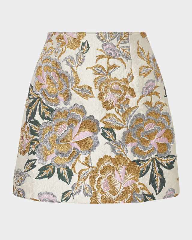 Floral Jacquard Mini Skirt